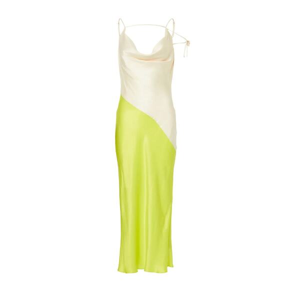 San Sloane Cream Midi Slip Dress SMALL Backless Cocktail Bias Cut Designer $265 - Picture 3 of 12